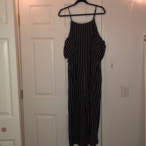 Black and White Striped Jumpsuit